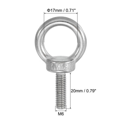 Harfington M6 x 20mm Hebeschulter Augenschraube, 3 Stück 304 Edelstahl Gewindeöse mit Muttern und Unterlegscheiben zum Aufhängen von Hängemattenartikeln