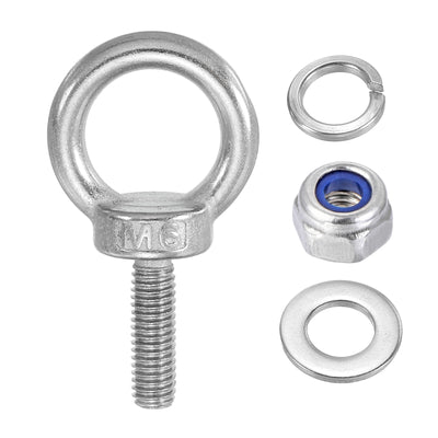 Harfington 3Pcs M6 x 20mm 304 Stainless Steel Lifting Shoulder Eye Bolt with Nuts Washers