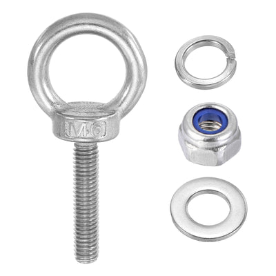 Harfington 8Pcs M6 x 30mm 304 Stainless Steel Lifting Shoulder Eye Bolt with Nuts Washers