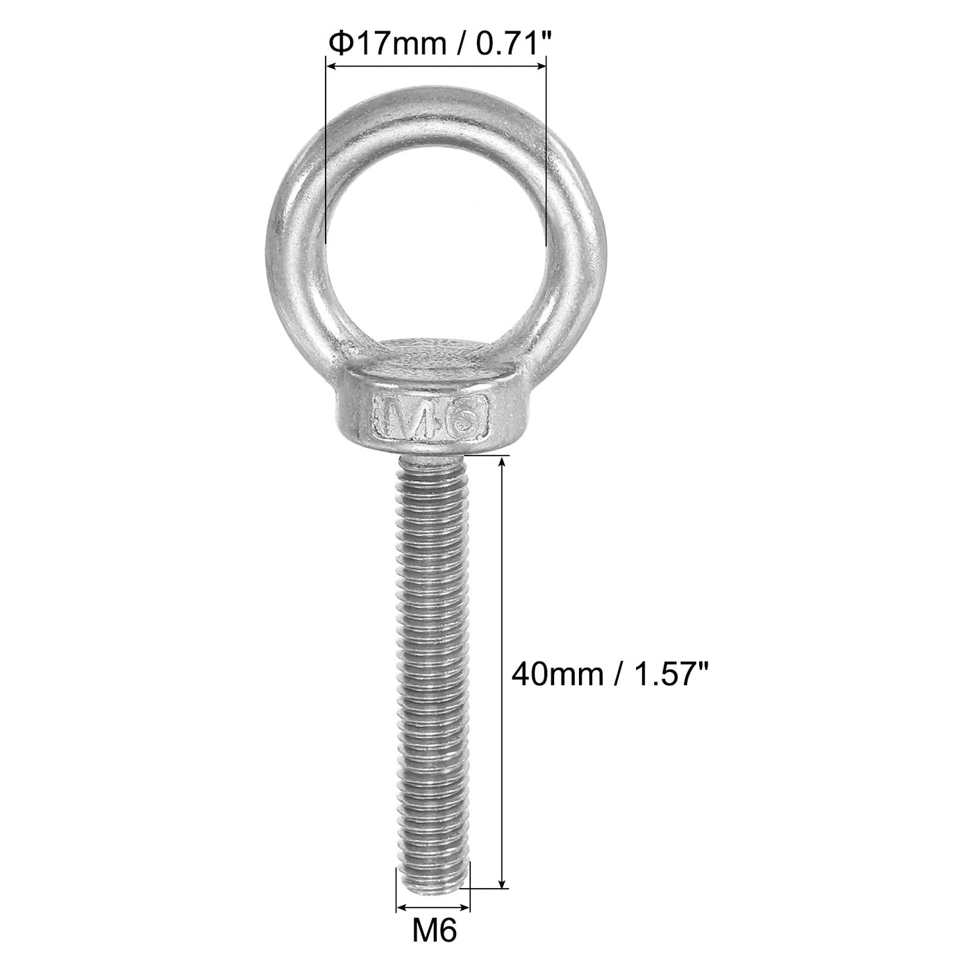 Harfington 8Pcs M6 x 40mm 304 Stainless Steel Lifting Shoulder Eye Bolt with Nuts Washers