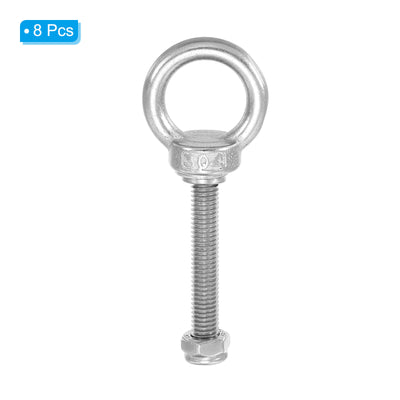 Harfington 8Pcs M6 x 40mm 304 Stainless Steel Lifting Shoulder Eye Bolt with Nuts Washers