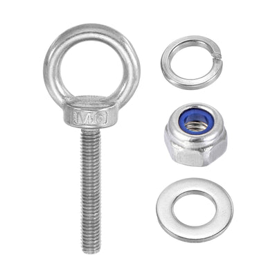 Harfington 8Pcs M6 x 40mm 304 Stainless Steel Lifting Shoulder Eye Bolt with Nuts Washers