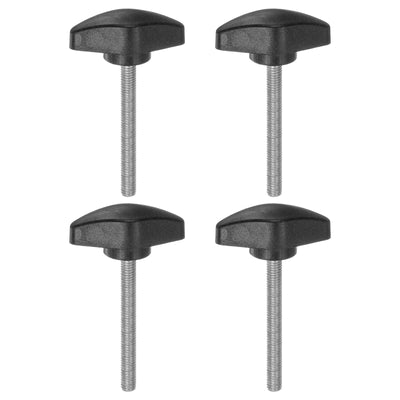 Harfington 4pcs M5 x 50mm Male Thread Tee Wing Knobs Thumb Screw Clamping Knobs Grip Black