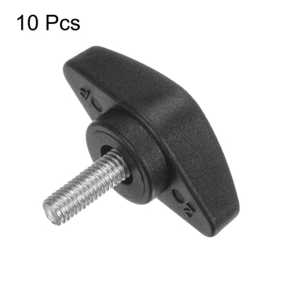 Harfington 10pcs M5 x 12mm Male Thread Tee Wing Knobs Thumb Screw Clamping Knobs Grip Black