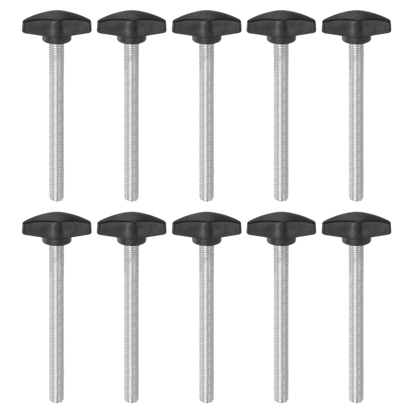 Harfington 10pcs M8 x 85mm Male Thread Tee Wing Knobs Thumb Screw Clamping Knobs Grip Black