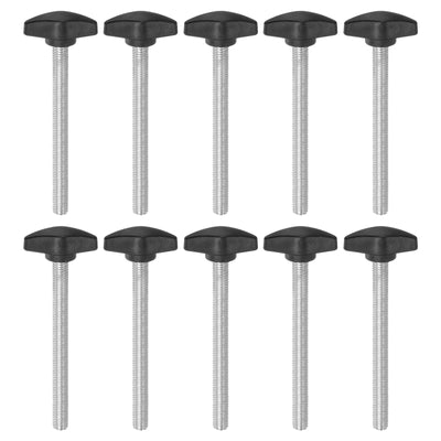 Harfington 10pcs M8 x 85mm Male Thread Tee Wing Knobs Thumb Screw Clamping Knobs Grip Black