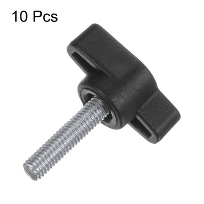 Harfington 10pcs M5 x 20mm Male Thread T/Z Wing Knobs Thumb Screw Clamping Knobs Grip Black