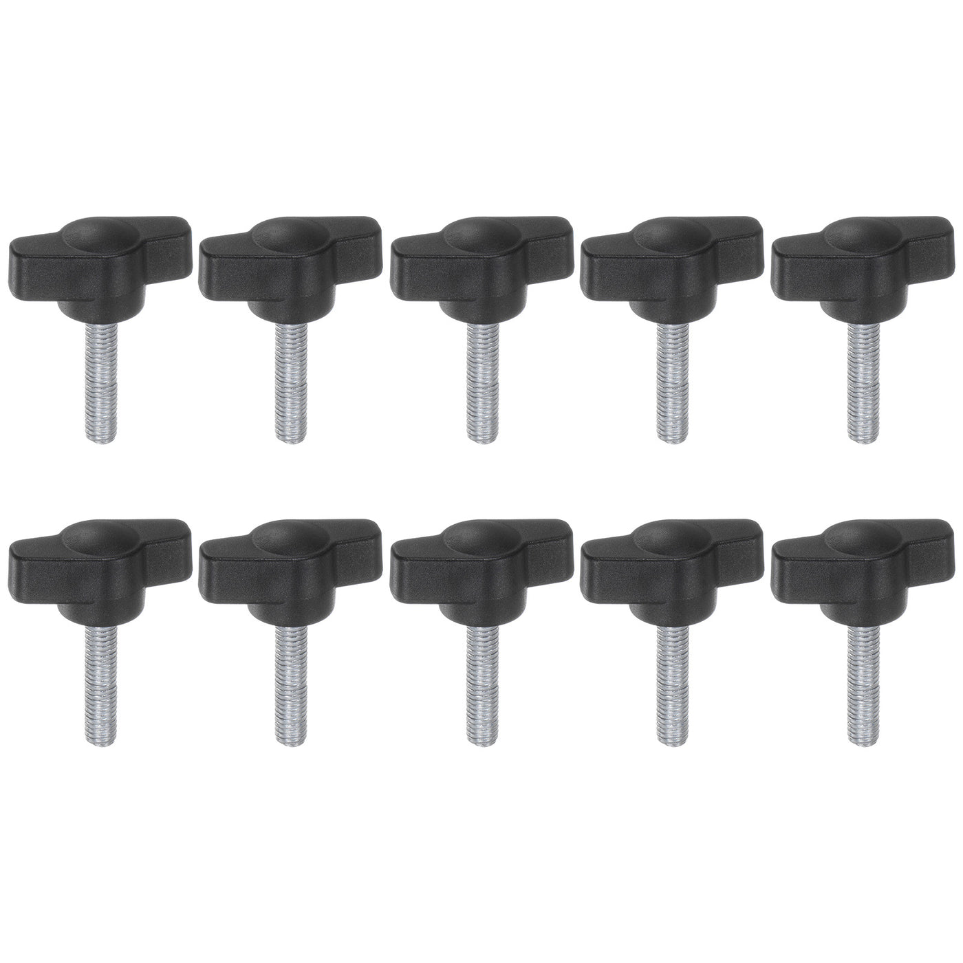 Harfington 10pcs M5 x 20mm Male Thread T/Z Wing Knobs Thumb Screw Clamping Knobs Grip Black