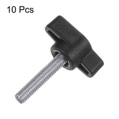 Harfington 10pcs M5 x 25mm Male Thread T/Z Wing Knobs Thumb Screw Clamping Knobs Grip Black