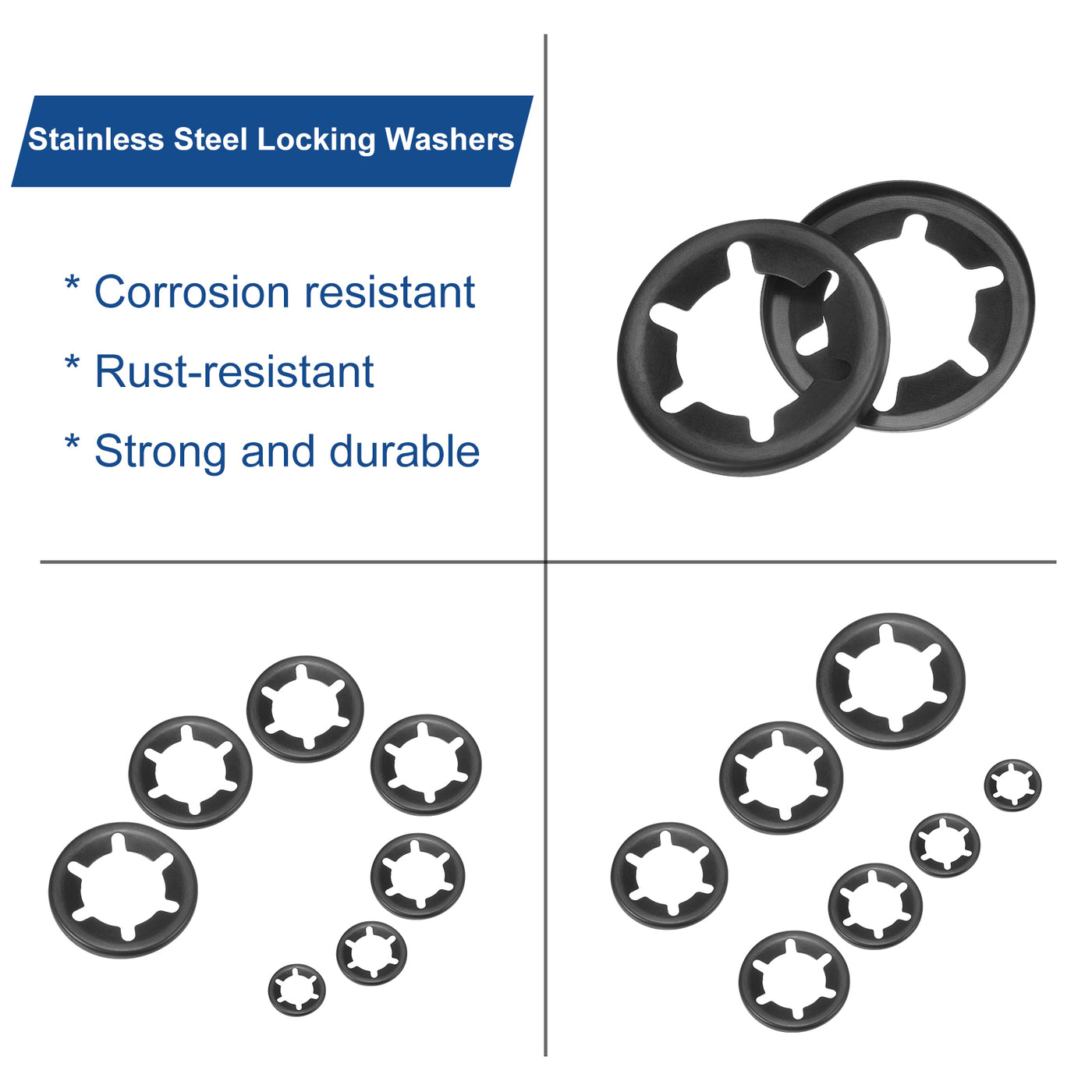 uxcell Uxcell 30pcs Internal Tooth Star Lock Washers M14 65Mn Steel Starlock Push Nuts