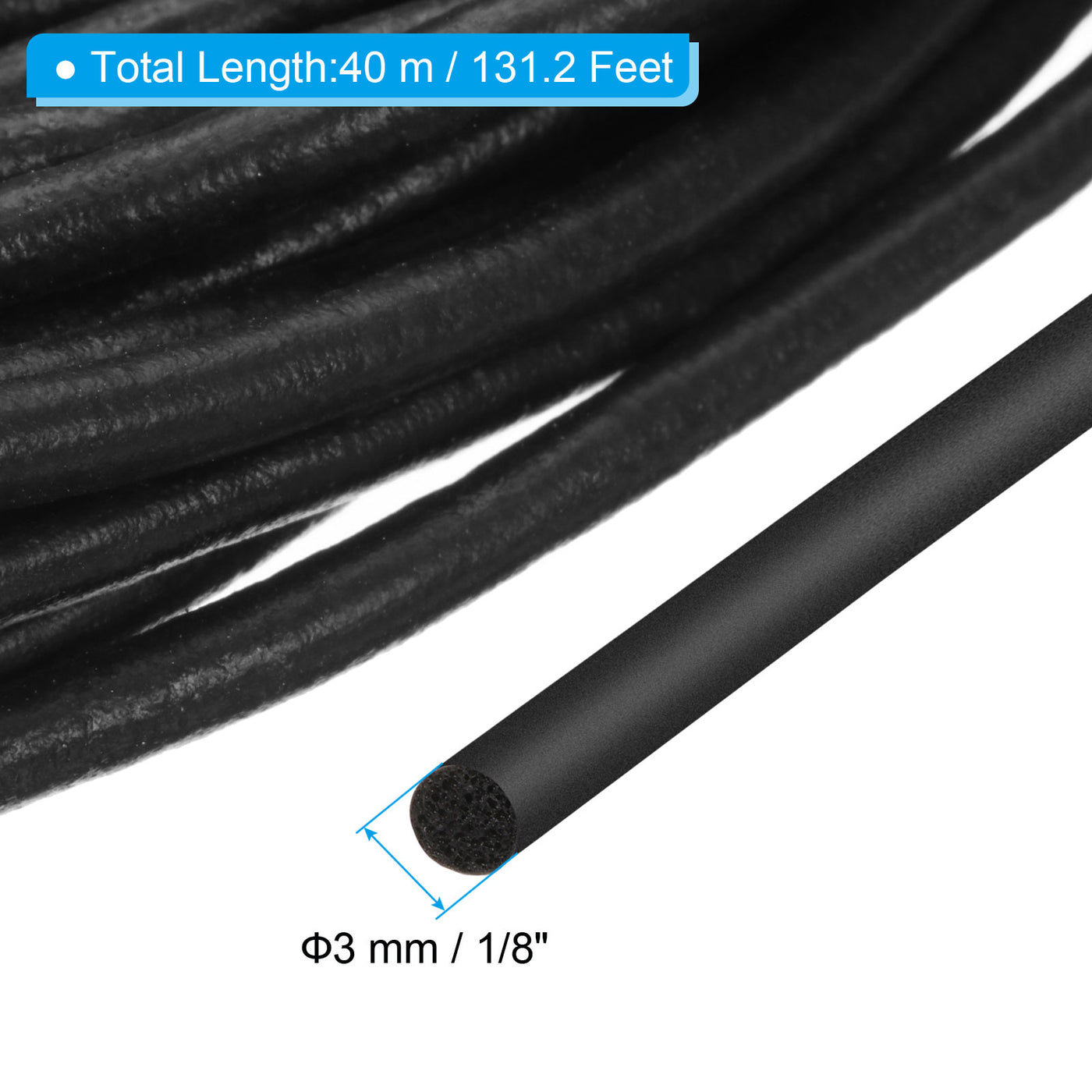 Harfington 1/8 Zoll x 131,2 Fuß Backer Rod, Schaumstoff-Seil Dichtungsmasse Riss Fugenfüller Rolle Dichtungsstreifen für Hausbau, Schwarz