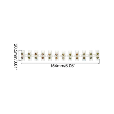 Harfington Uxcell Terminal Block 12 Positions 380V 30A Dual Row Screw Terminal Strip Block Terminals Barrier Strip Wire Connector 3Pcs