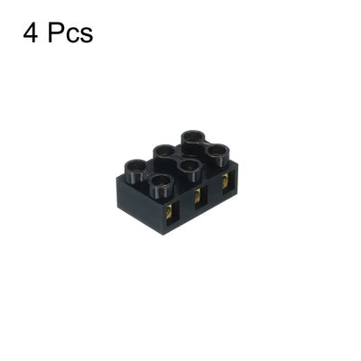 Harfington Terminal Block 3 Positions 500V 10A Dual Row Screw Terminal Strip Blocks  Terminals Barrier Strip Wire Connector 4Pcs