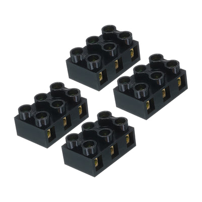 Harfington Terminal Block 3 Positions 500V 10A Dual Row Screw Terminal Strip Blocks  Terminals Barrier Strip Wire Connector 4Pcs