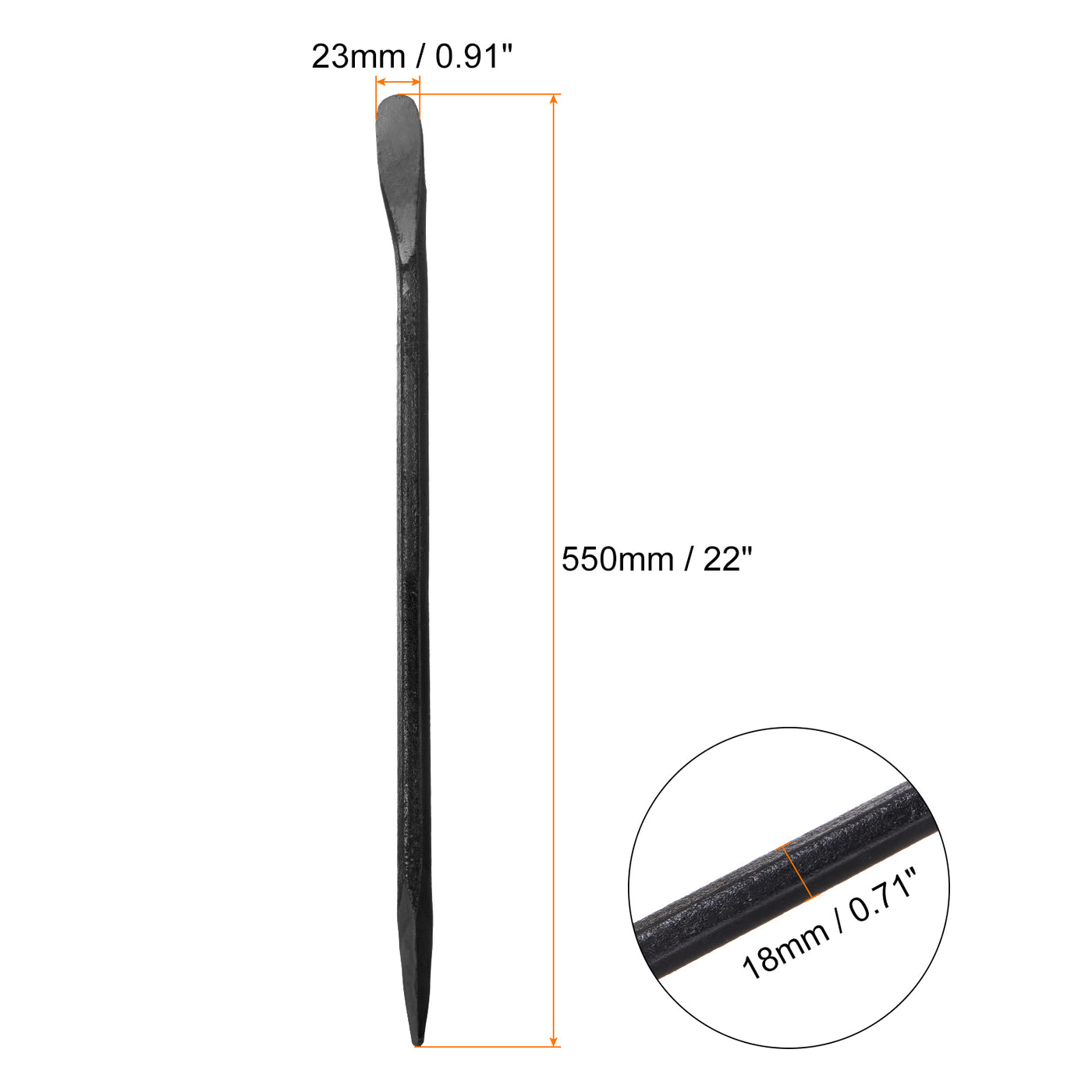 Harfington 2pcs Line-Up Pry Bar 22" Length 0.7" Rod Dia Hexagonal Steel Crowbar Sleever Bar