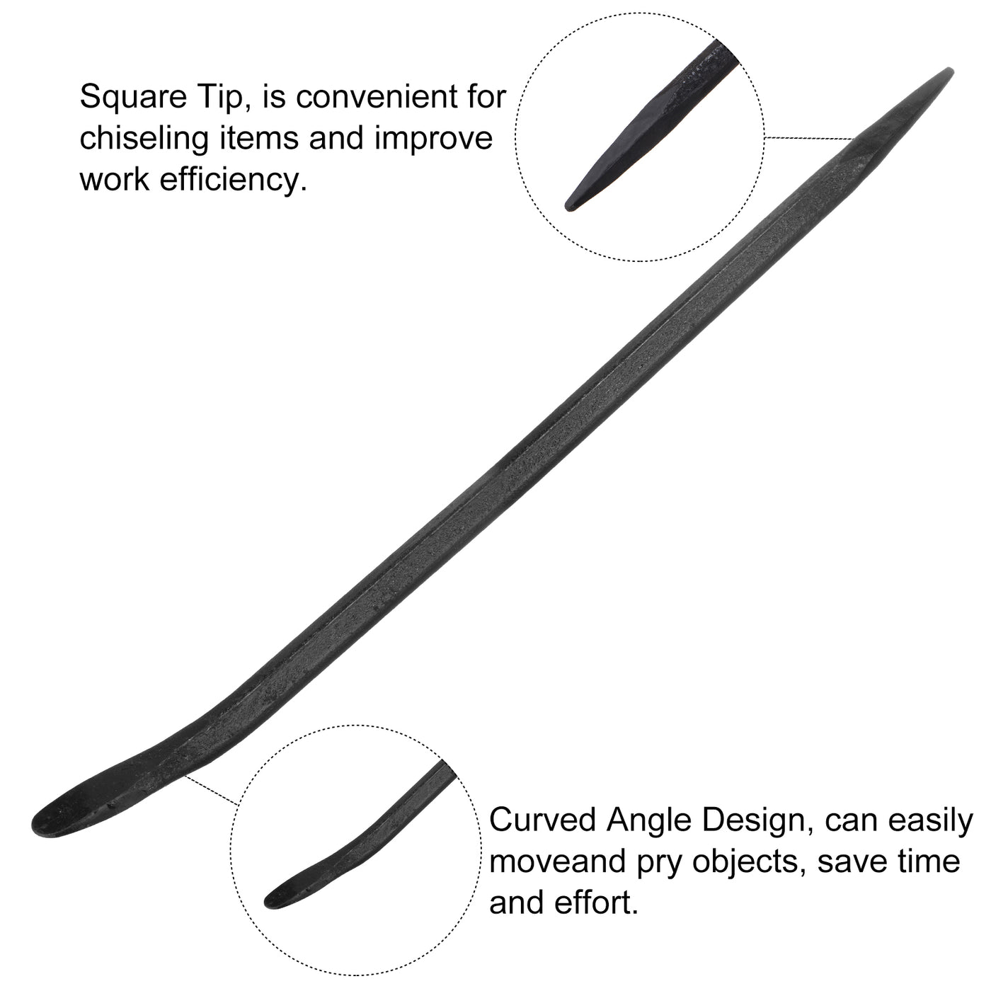 Harfington 2pcs Line-Up Pry Bar 22" Length 0.7" Rod Dia Hexagonal Steel Crowbar Sleever Bar