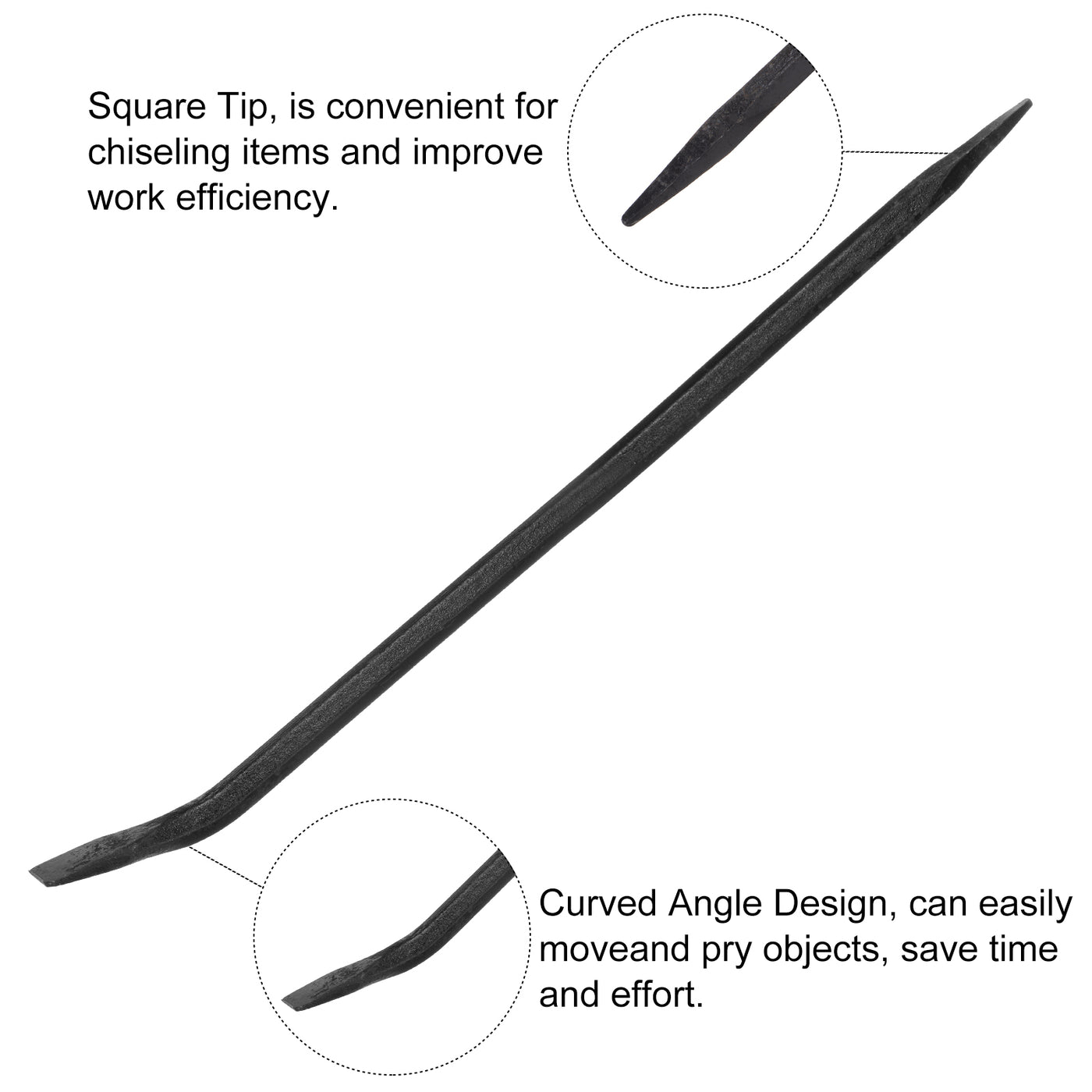 Harfington 2pcs Line-Up Pry Bar 37" Length 0.8" Rod Dia Hexagonal Steel Crowbar Sleever Bar