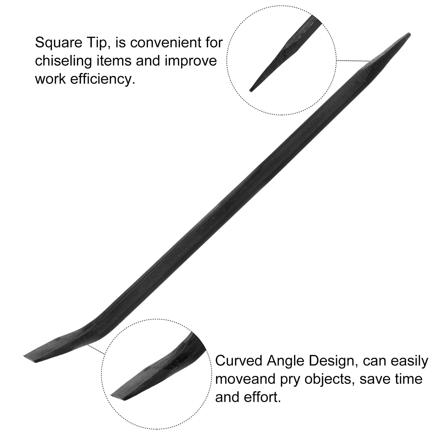 Harfington Line-Up Pry Bar 37" Length 0.79" Rod Dia Hexagonal Steel Crowbar Sleever Bar