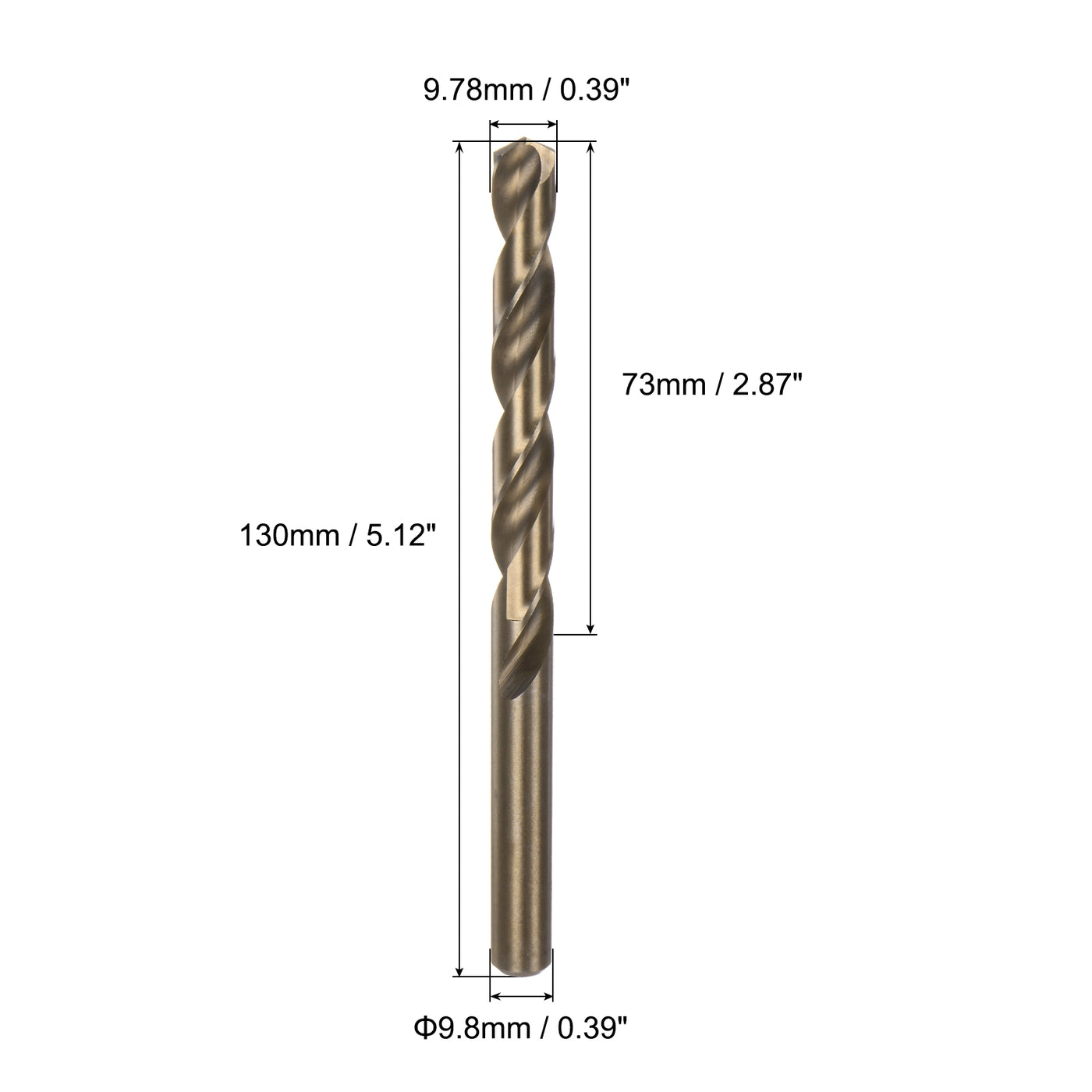 uxcell Uxcell 9,8 mm Bohrdurchmesser Gerader Schaft HSS-Kobalt-Metrischer Spiralbohrer Drehwerkzeug 2 Stück