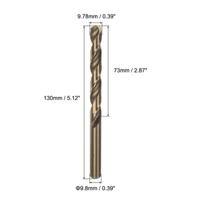 Harfington Uxcell 9,8 mm Bohrdurchmesser Gerader Schaft HSS-Kobalt-Metrischer Spiralbohrer Drehwerkzeug 2 Stück