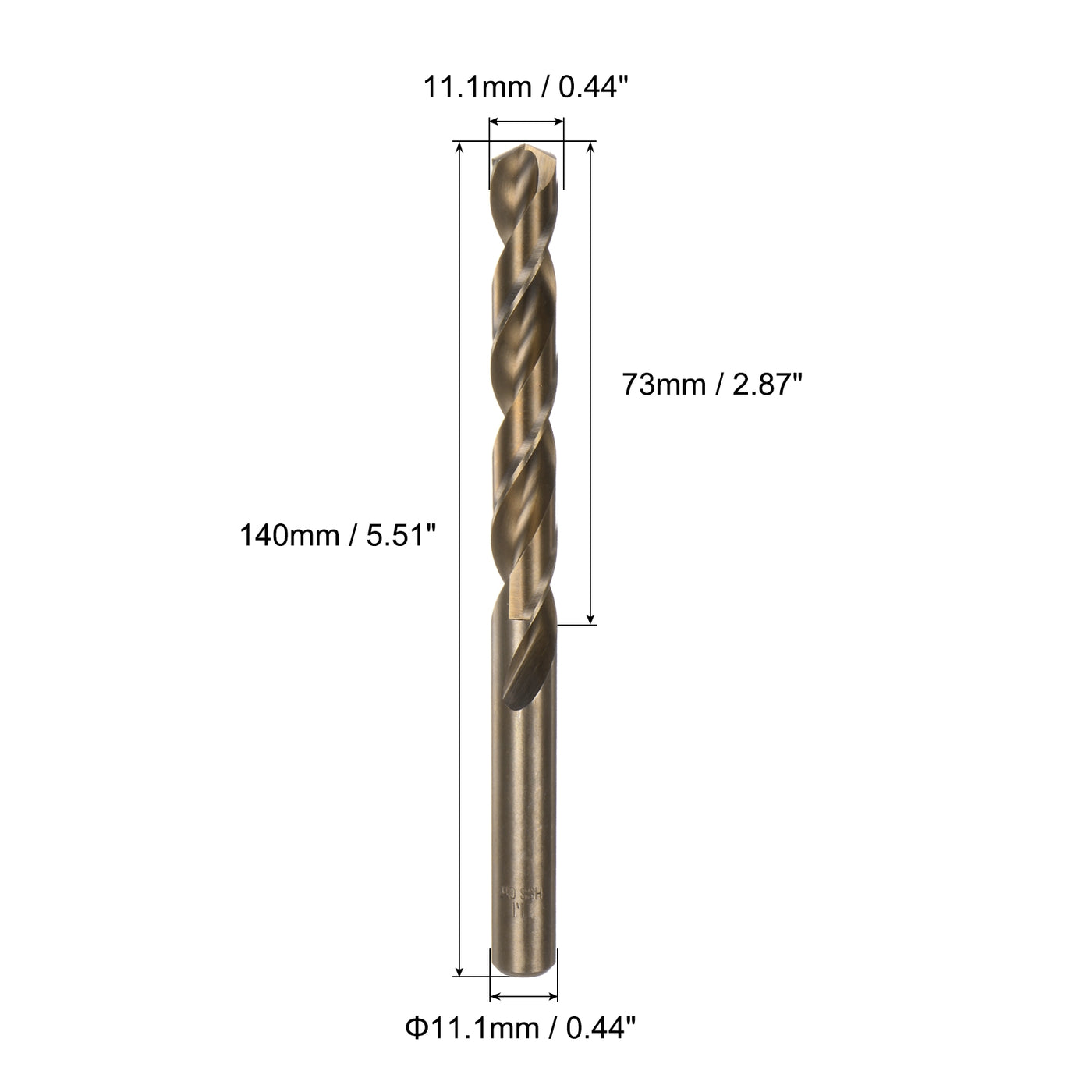 uxcell Uxcell 11.1mm Drilling Dia Straight Shank High Speed Steel Cobalt Twist Drill Bit 2pcs