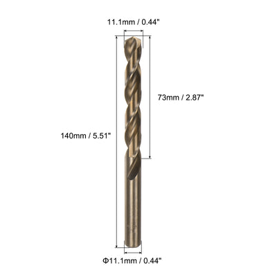 Harfington Uxcell 11.1mm Drilling Dia Straight Shank High Speed Steel Cobalt Twist Drill Bit 2pcs