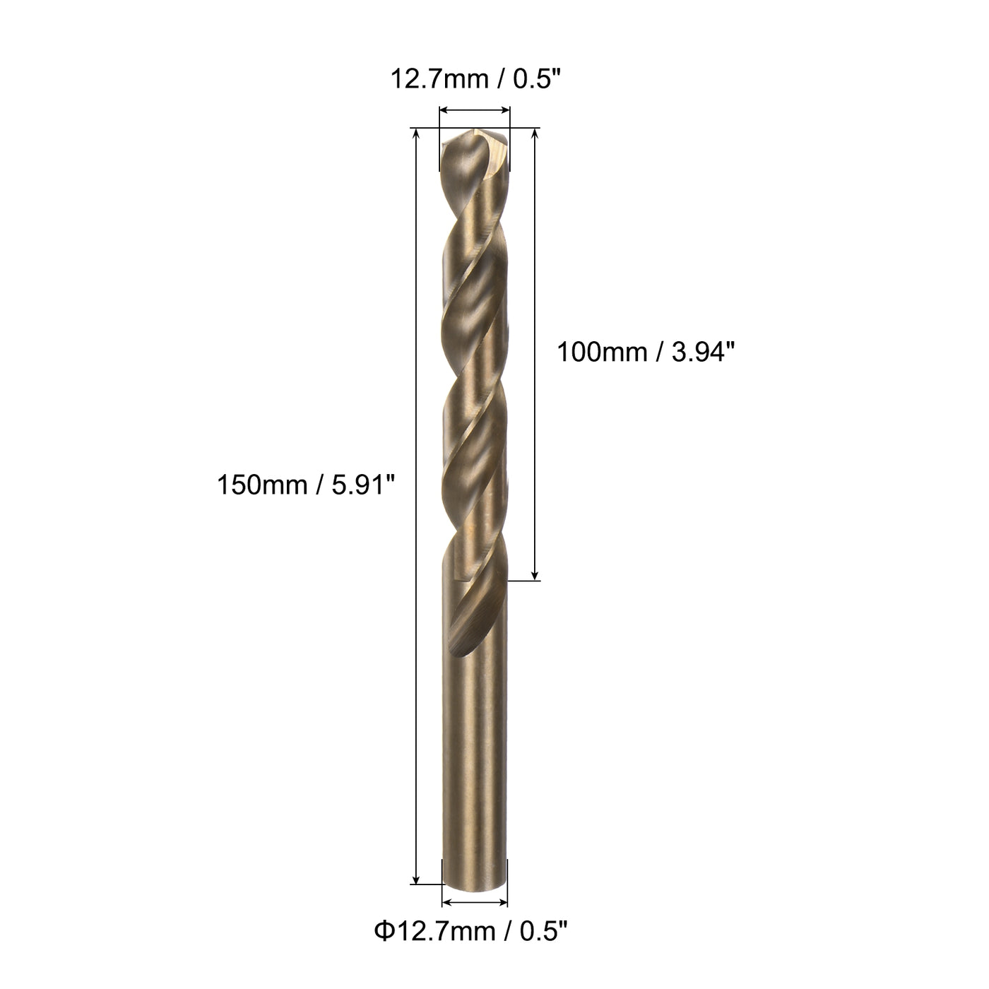 uxcell Uxcell 2 Stück 12,7 mm Durchmesser Rund Schaft Hochgeschwindigkeitsstahl Kobalt Metrisch Spiralbohrer Drehwerkzeug