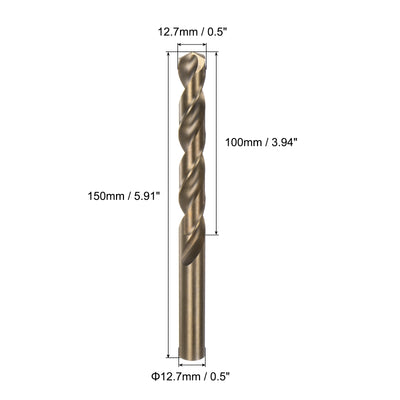 Harfington Uxcell 2 Stück 12,7 mm Durchmesser Rund Schaft Hochgeschwindigkeitsstahl Kobalt Metrisch Spiralbohrer Drehwerkzeug