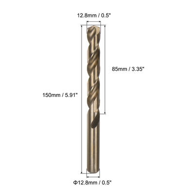 Harfington Uxcell 12.8mm Drilling Dia Straight Shank High Speed Steel Cobalt Twist Drill Bit 2pcs