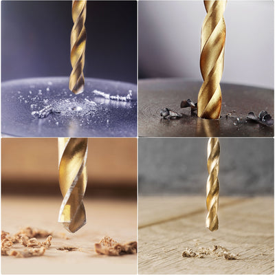 Harfington Uxcell High Speed Steel Twist Drill Bit 1.3mm Fully Ground Titanium Coated 36 Pcs