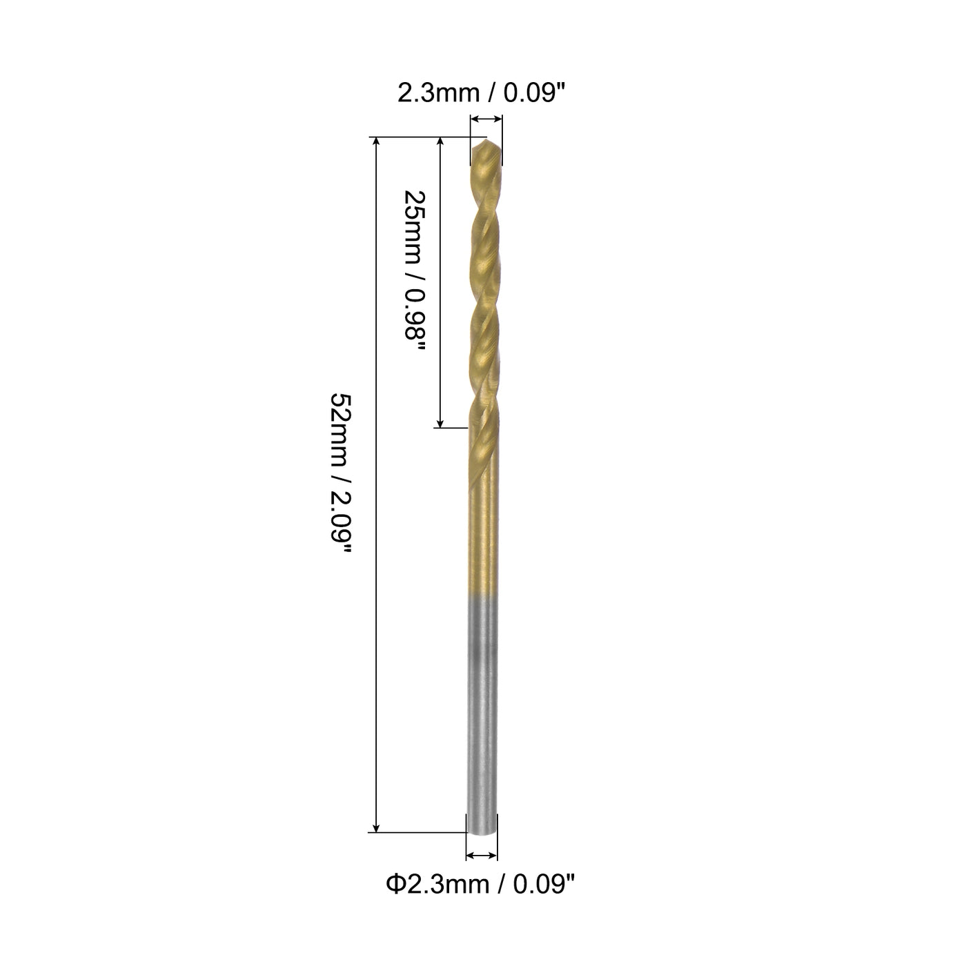 uxcell Uxcell High Speed Steel Twist Drill Bit 2.3mm Fully Ground Titanium Coated 48 Pcs