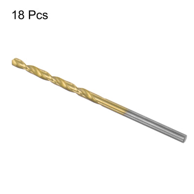 Harfington Uxcell High Speed Steel Twist Drill Bit 2.7mm Fully Ground Titanium Coated 18 Pcs