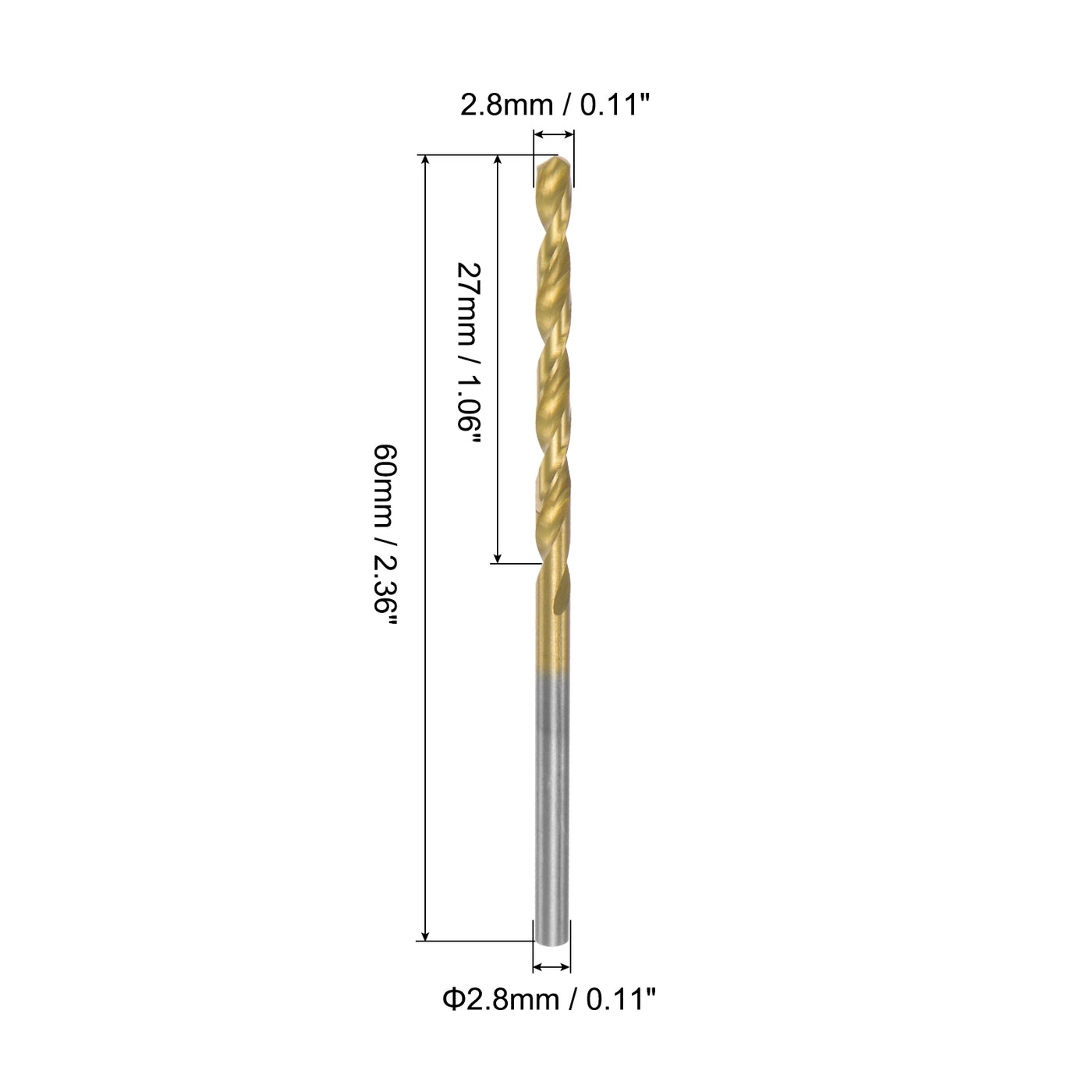 uxcell Uxcell High Speed Steel Twist Drill Bit 2.8mm Fully Ground Titanium Coated 36 Pcs