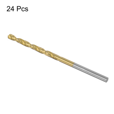 Harfington Uxcell High Speed Steel Twist Drill Bit 2.9mm Fully Ground Titanium Coated 24 Pcs