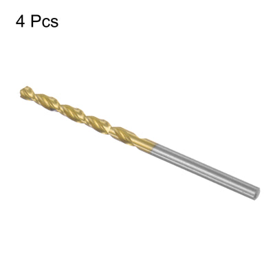 Harfington Uxcell High Speed Steel Twist Drill Bit 3mm Fully Ground Titanium Coated 4 Pcs