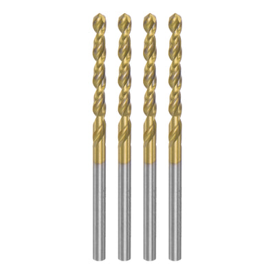 Harfington Uxcell High Speed Steel Twist Drill Bit 3mm Fully Ground Titanium Coated 4 Pcs