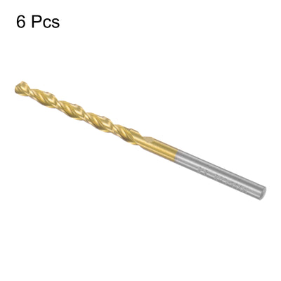 Harfington Uxcell High Speed Steel Twist Drill Bit 3.8mm Fully Ground Titanium Coated 6 Pcs