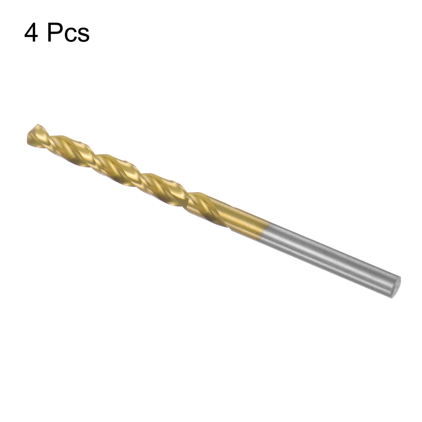 uxcell Uxcell High Speed Steel Twist Drill Bit 4.1mm Fully Ground Titanium Coated 4 Pcs