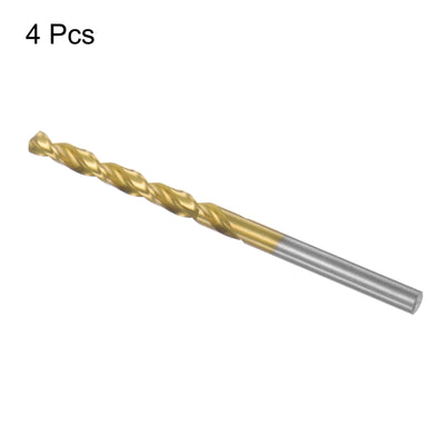 Harfington Uxcell High Speed Steel Twist Drill Bit 4.1mm Fully Ground Titanium Coated 4 Pcs