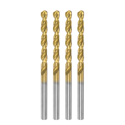 Harfington Uxcell High Speed Steel Twist Drill Bit 4.1mm Fully Ground Titanium Coated 4 Pcs