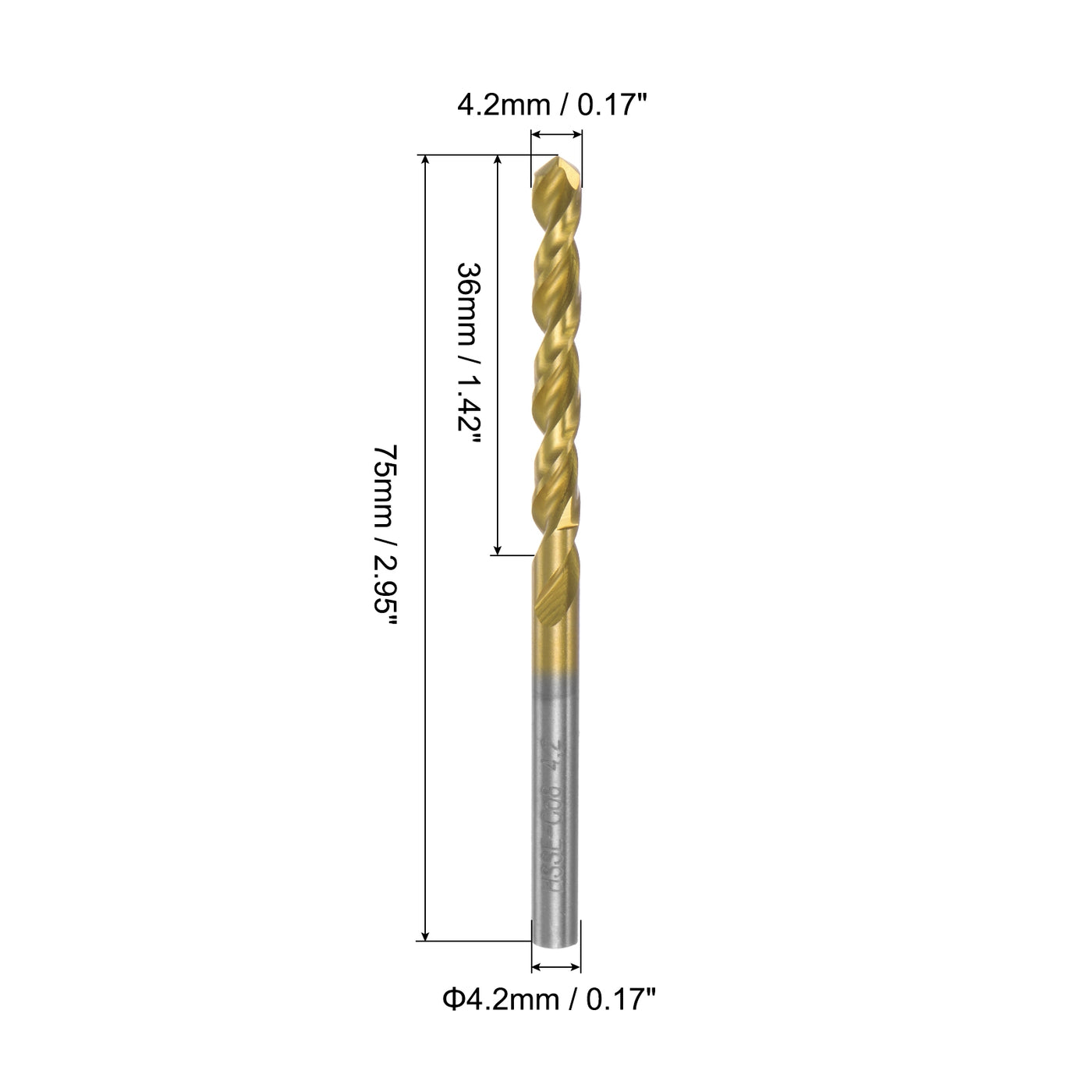 uxcell Uxcell High Speed Steel Twist Drill Bit 4.2mm Fully Ground Titanium Coated 4 Pcs