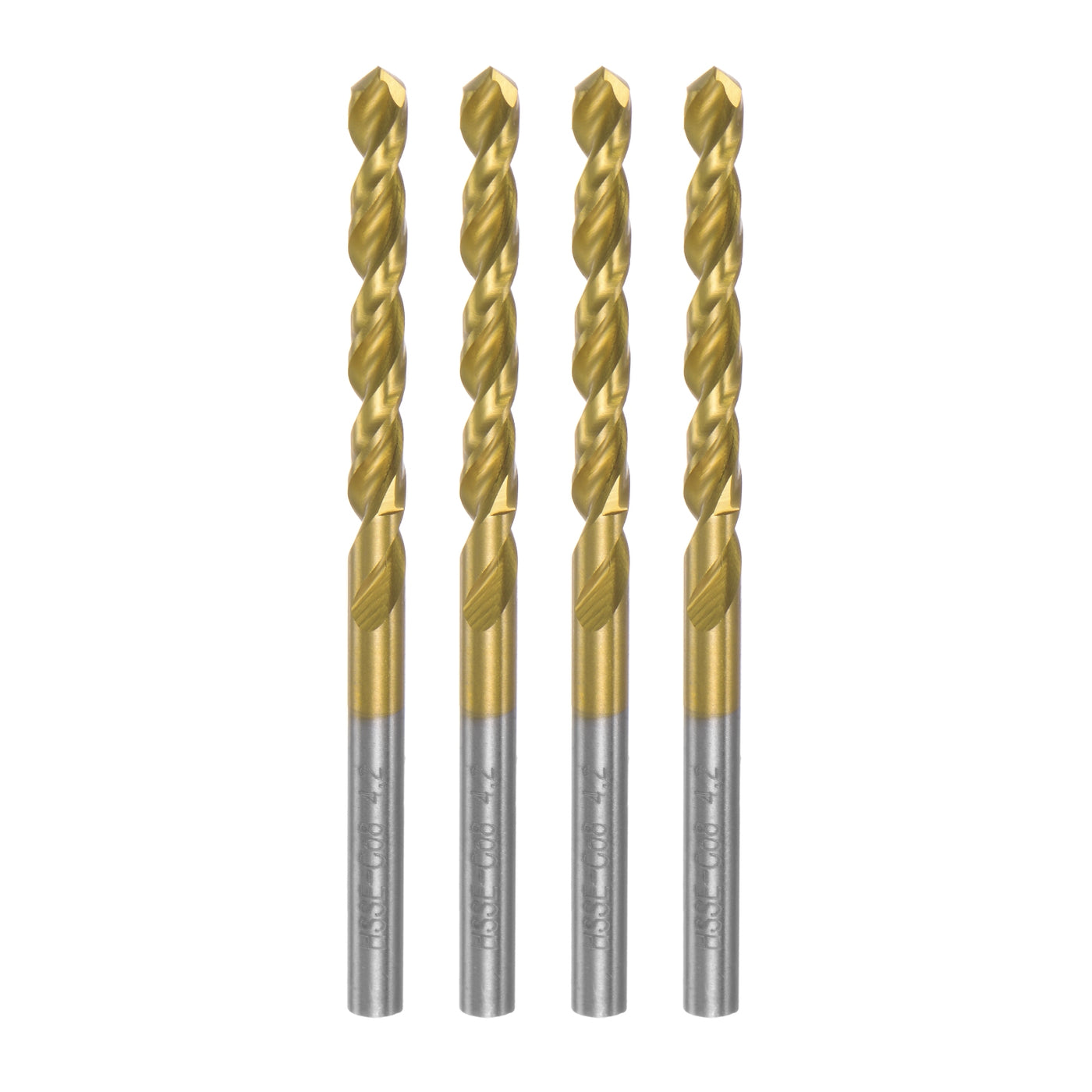 uxcell Uxcell High Speed Steel Twist Drill Bit 4.2mm Fully Ground Titanium Coated 4 Pcs