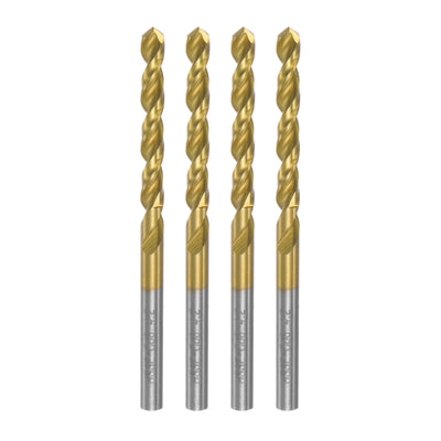 Harfington Uxcell High Speed Steel Twist Drill Bit 4.2mm Fully Ground Titanium Coated 4 Pcs