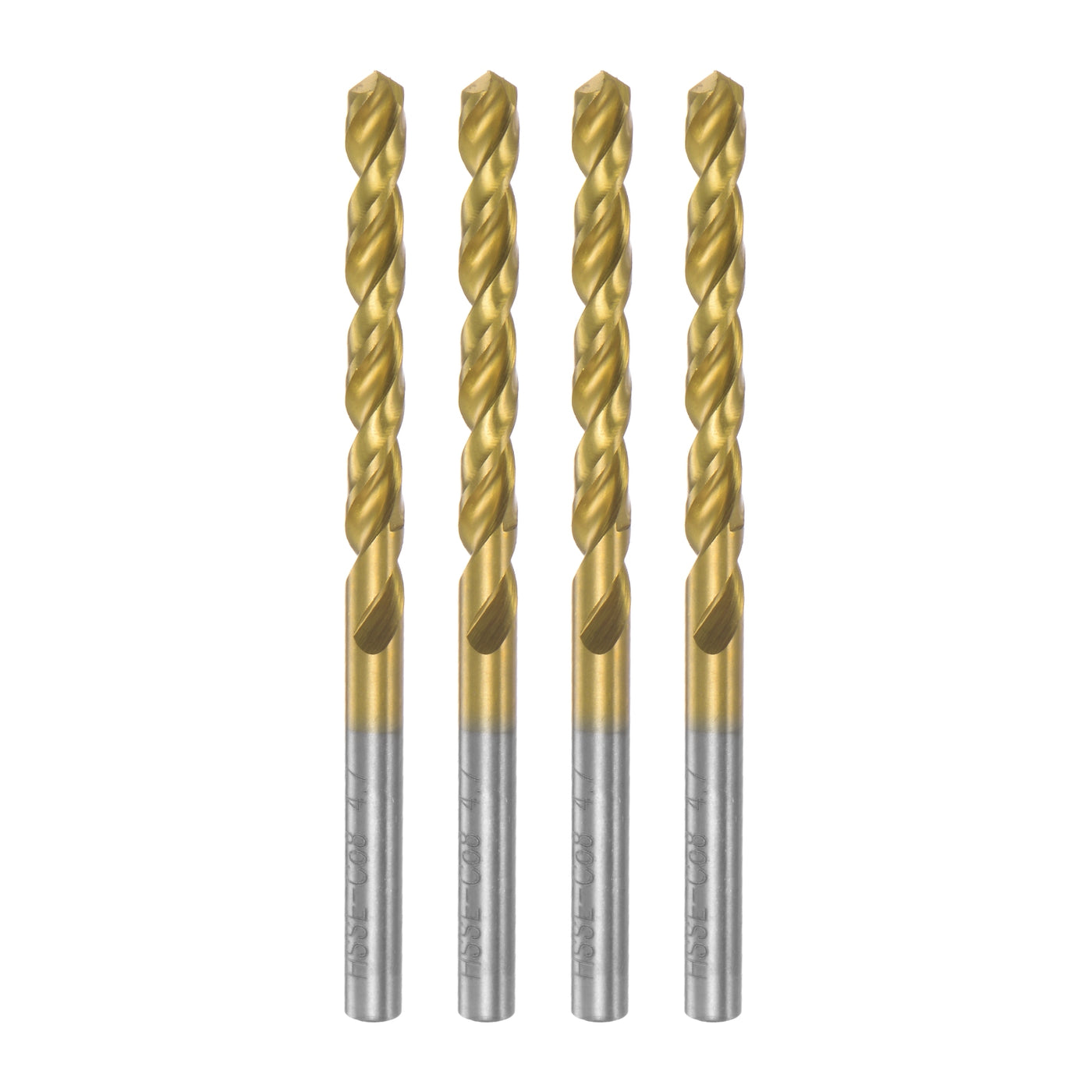 uxcell Uxcell High Speed Steel Twist Drill Bit 4.7mm Fully Ground Titanium Coated 4 Pcs