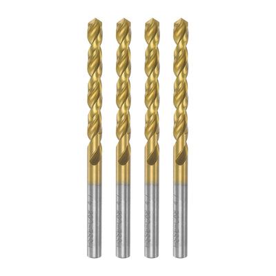 Harfington Uxcell High Speed Steel Twist Drill Bit 4.7mm Fully Ground Titanium Coated 4 Pcs