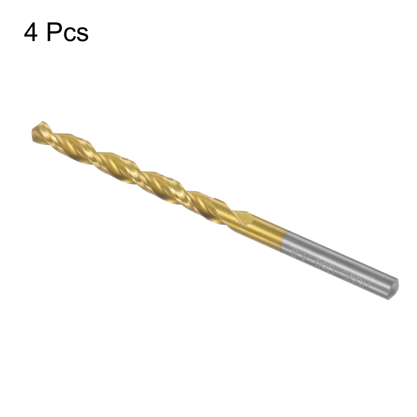 uxcell Uxcell High Speed Steel Twist Drill Bit 4.8mm Fully Ground Titanium Coated 4 Pcs