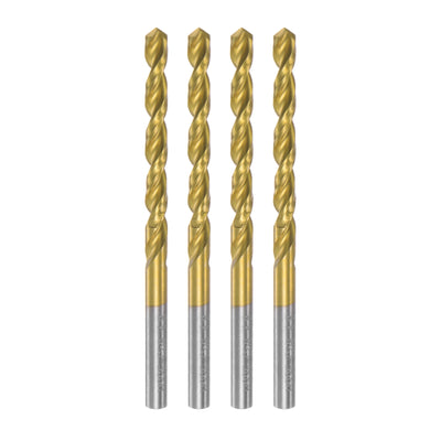 Harfington Uxcell High Speed Steel Twist Drill Bit 4.8mm Fully Ground Titanium Coated 4 Pcs