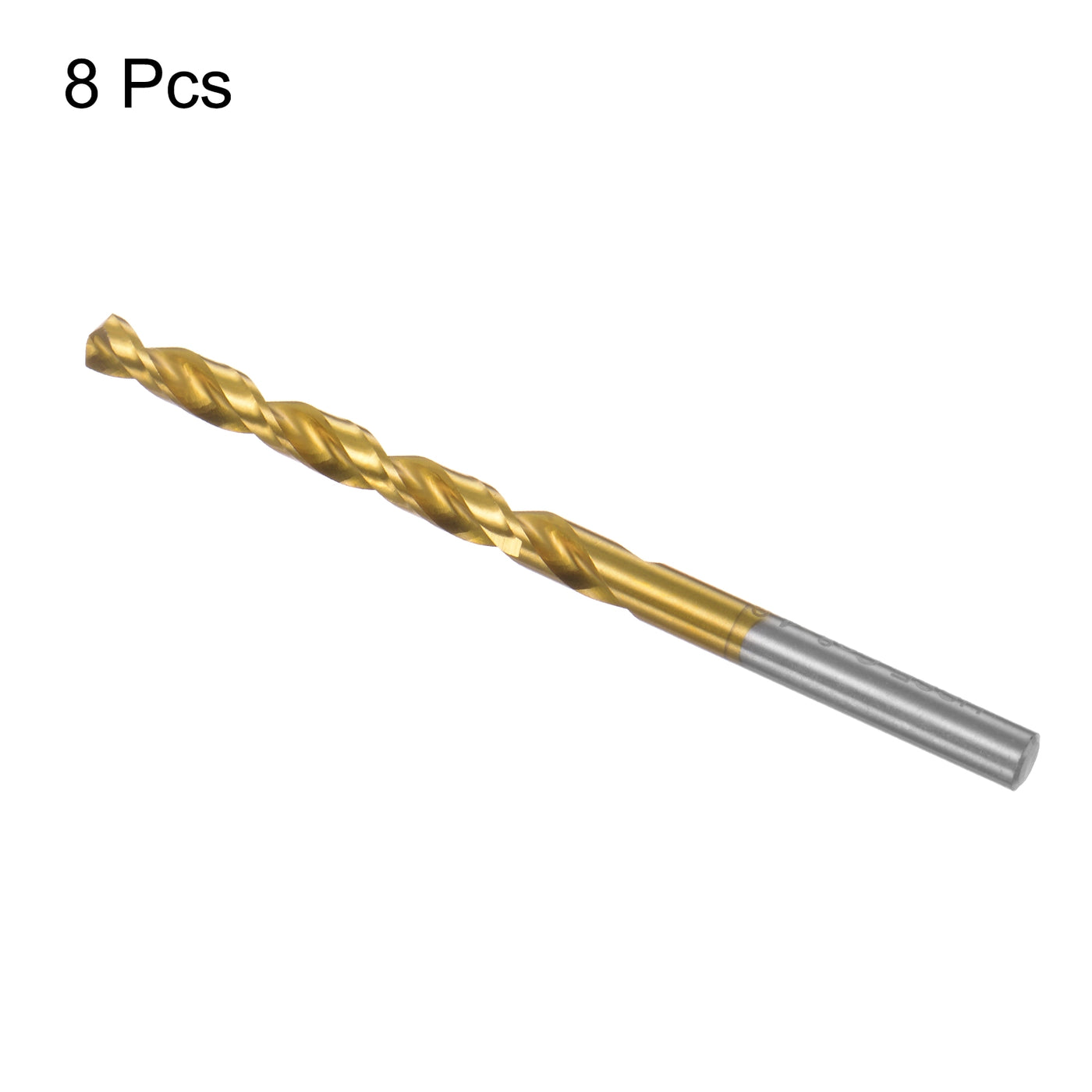 uxcell Uxcell High Speed Steel Twist Drill Bit 4.9mm Fully Ground Titanium Coated 8 Pcs