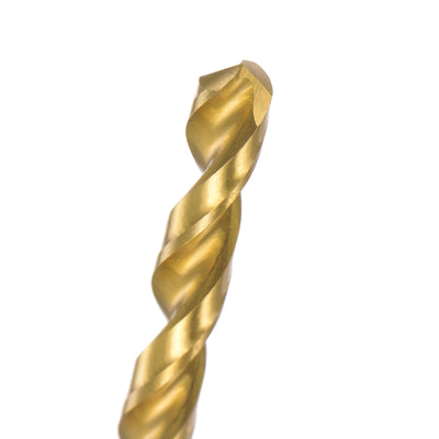 Harfington Uxcell High Speed Steel Twist Drill Bit 4.9mm Fully Ground Titanium Coated 8 Pcs