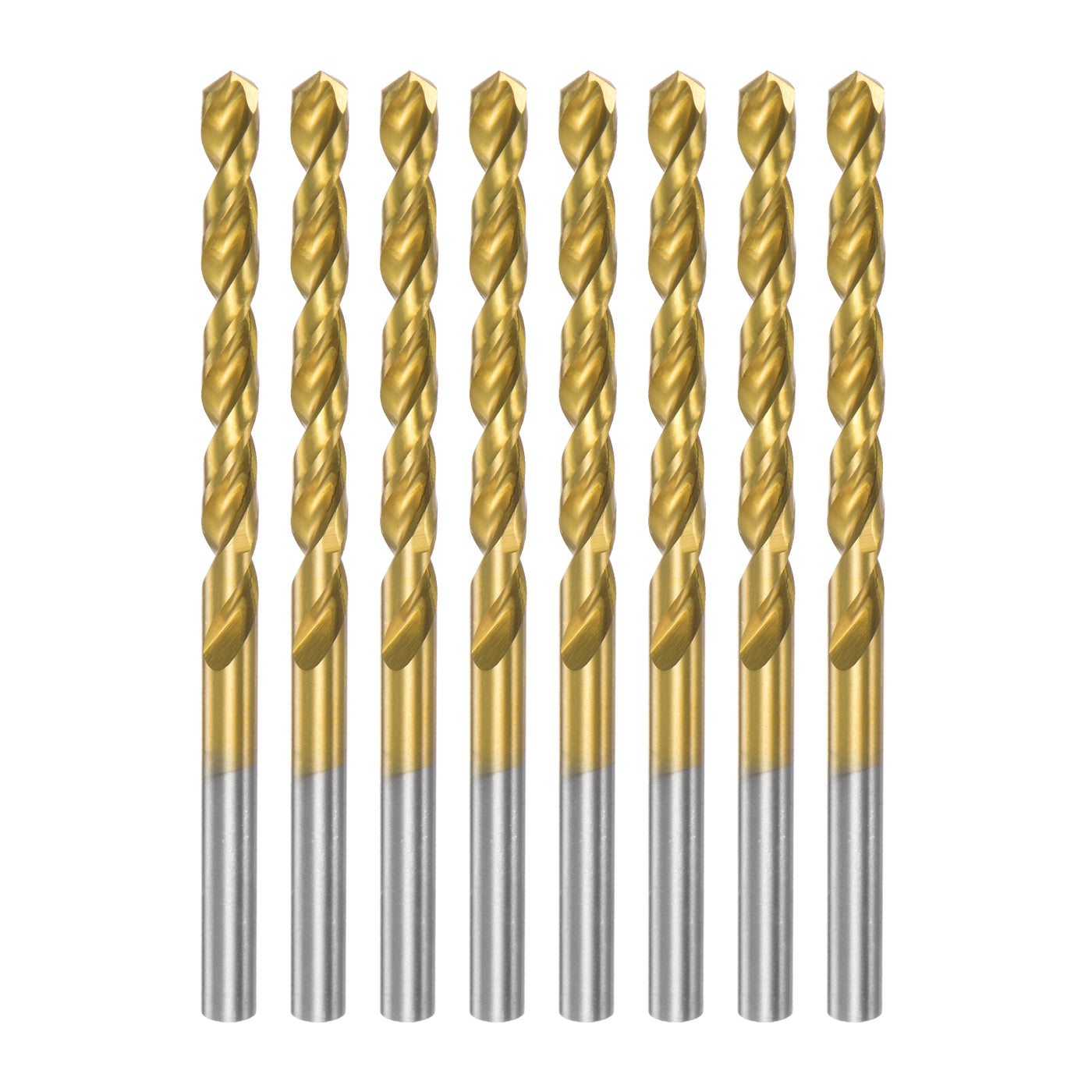 uxcell Uxcell High Speed Steel Twist Drill Bit 4.9mm Fully Ground Titanium Coated 8 Pcs